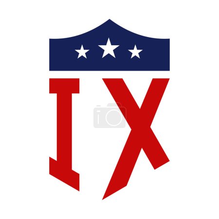 Patriotisches IX Logo Design. Letter IX Patriotic American Logo Design für politische Kampagne und jedes Ereignis in den USA.