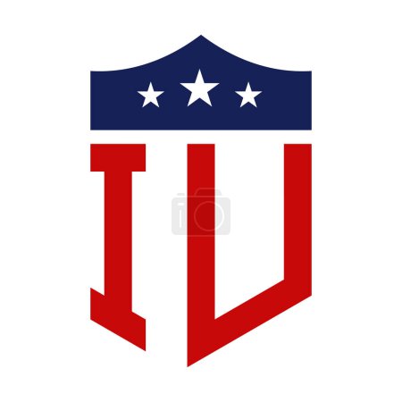 Diseño patriótico del logotipo de IU. Carta IU Patriotic American Logo Design for Political Campaign y cualquier evento de EE.UU..