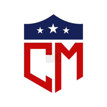 Patriotic CM Logo Design. Letter CM Patriotic American Logo Design for Political Campaign and any USA Event.