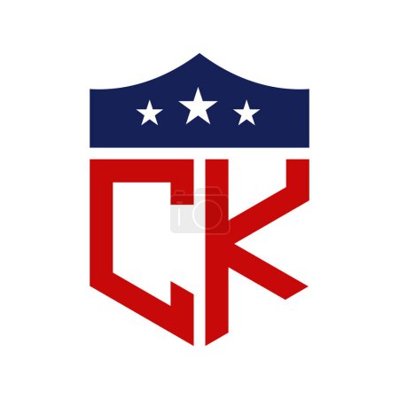 Patriotisches CK Logo Design. Brief CK Patriotic American Logo Design für politische Kampagne und jedes Ereignis in den USA.