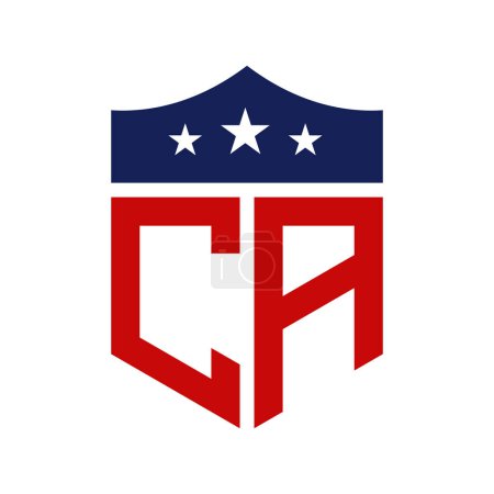 Conception patriotique du logo CA. Lettre CA Patriotic American Logo Design for Political Campaign and any USA Event.