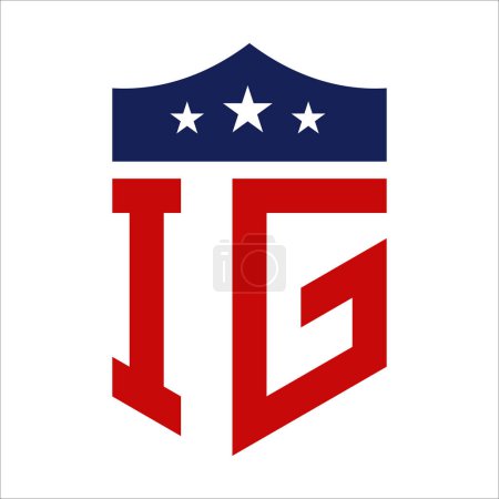 Diseño patriótico del logotipo de IG. Carta IG Patriotic American Logo Design para la Campaña Política y cualquier Evento de EE.UU..