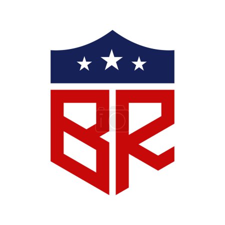 Diseño patriótico del logotipo de BR. Carta BR Patriotic American Logo Design for Political Campaign y cualquier evento de EE.UU..