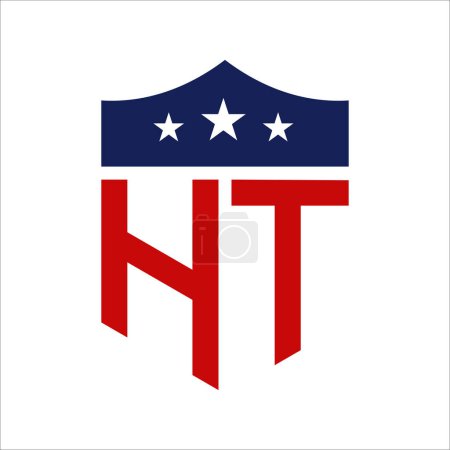 Patriotisches HT Logo Design. Letter HT Patriotic American Logo Design für politische Kampagne und jedes Ereignis in den USA.
