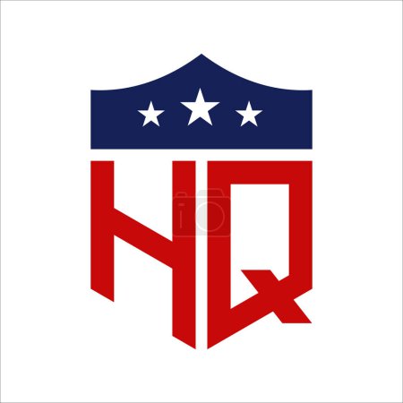 Diseño patriótico del logotipo de la sede central. Carta HQ Patriotic American Logo Design para la campaña política y cualquier evento de EE.UU..