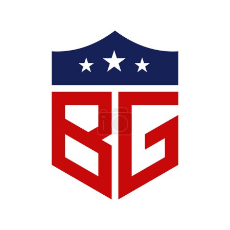 Patriotische BG Logo Design. Brief BG Patriotic American Logo Design für politische Kampagne und jedes Ereignis in den USA.