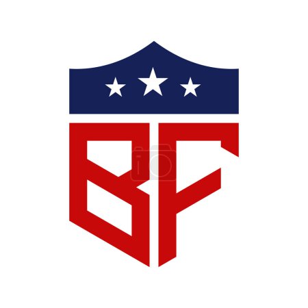 Diseño patriótico del logotipo de BF. Carta BF Patriotic American Logo Design para la Campaña Política y cualquier Evento de EE.UU..