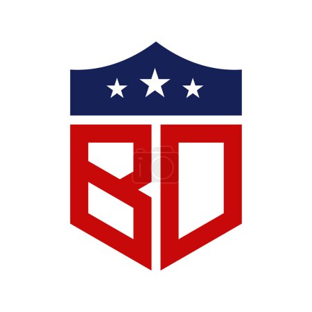Diseño patriótico del logotipo de BD. Carta BD Patriotic American Logo Design para la Campaña Política y cualquier Evento de EE.UU..