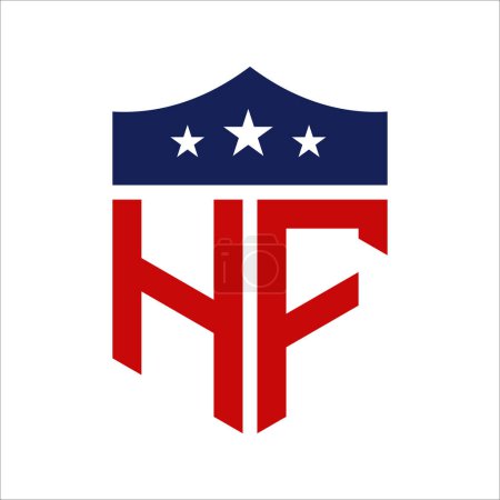 Conception patriotique de logo HF. Lettre HF Patriotic American Logo Design for Political Campaign and any USA Event.