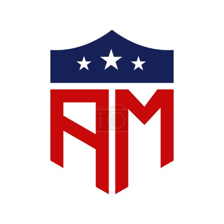 Conception patriotique du logo AM. Lettre AM Patriotic American Logo Design for Political Campaign and any USA Event.