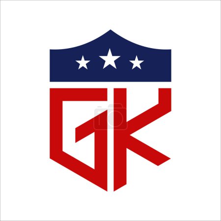 Conception patriotique de logo de GK. Lettre GK Patriotic American Logo Design for Political Campaign and any USA Event.
