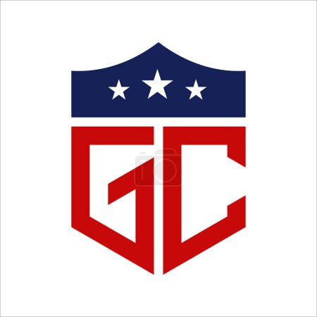 Diseño patriótico del logotipo de GC. Carta GC Patriotic American Logo Design para la Campaña Política y cualquier Evento de EE.UU..