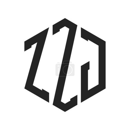 Illustration for ZZJ Logo Design. Initial Letter ZZJ Monogram Logo using Hexagon shape - Royalty Free Image