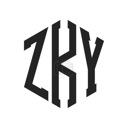 Ilustración de Diseño de Logo ZKY. Letra inicial ZKY Monogram Logo usando la forma del hexágono - Imagen libre de derechos