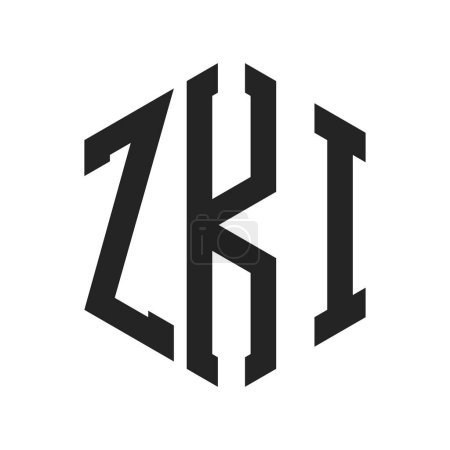 Ilustración de Diseño de Logo ZKI. Letra inicial ZKI Monogram Logo usando la forma del hexágono - Imagen libre de derechos