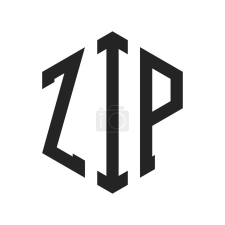 Diseño de Logo ZIP. Letra inicial ZIP Monograma Logo con forma de hexágono
