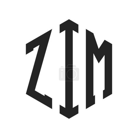 ZIM Logo Design. Anfangsbuchstabe ZIM Monogramm Logo mit Hexagon-Form