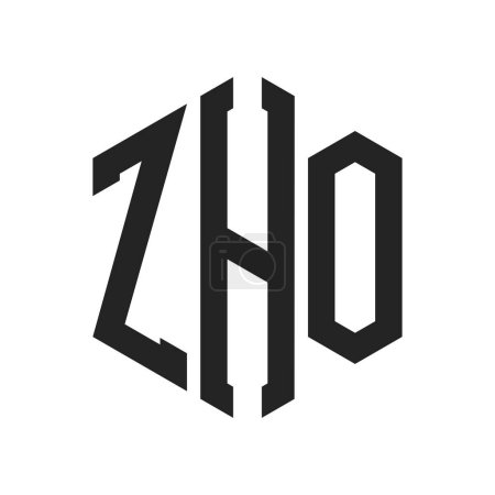 Téléchargez les illustrations : Conception de logo ZHO. Lettre initiale Logo monogramme ZHO en forme d'hexagone - en licence libre de droit
