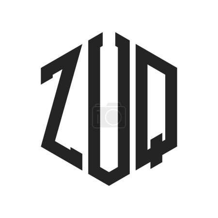 Ilustración de Diseño del logotipo de ZUQ. Logo inicial del monograma de ZUQ usando la forma del hexágono - Imagen libre de derechos