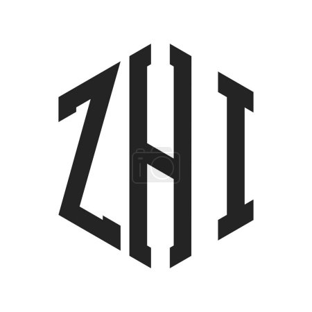 ZHI Logo Design. Initial Letter ZHI Monogram Logo using Hexagon shape