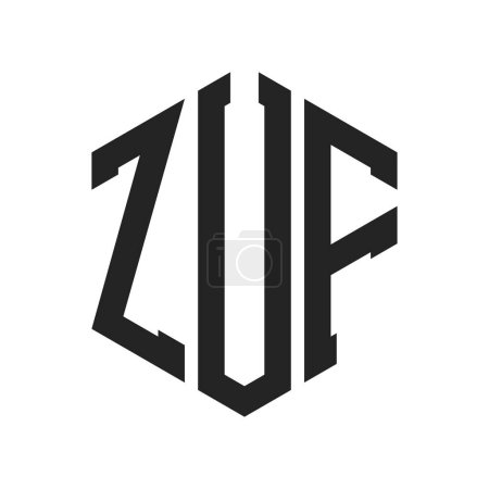 Diseño de Logo ZUF. Letra inicial ZUF Monogram Logo usando la forma del hexágono