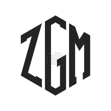 Illustration for ZGM Logo Design. Initial Letter ZGM Monogram Logo using Hexagon shape - Royalty Free Image