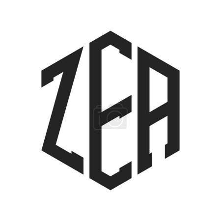 Ilustración de Diseño de Logo ZEA. Letra inicial ZEA Monogram Logo con forma de hexágono - Imagen libre de derechos
