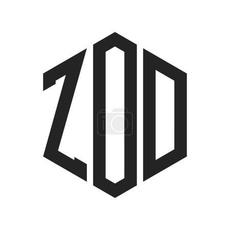 Diseño de Logo ZOD. Letra inicial ZOD Monogram Logo usando la forma del hexágono