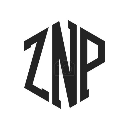 Illustration for ZNP Logo Design. Initial Letter ZNP Monogram Logo using Hexagon shape - Royalty Free Image