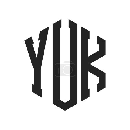 YUK Logo Design. Anfangsbuchstabe YUK Monogramm Logo mit Sechseck-Form