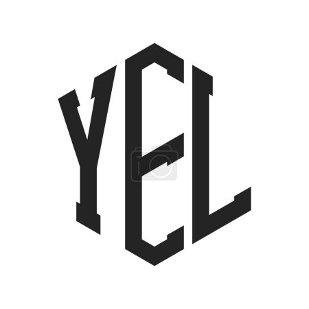 Diseño de Logo YEL. Letra inicial Logotipo del monograma de YEL usando la forma del hexágono