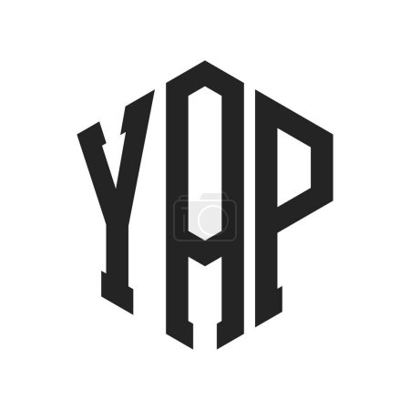 Diseño de Logo YAP. Logotipo inicial del monograma de la letra YAP usando forma del hexágono