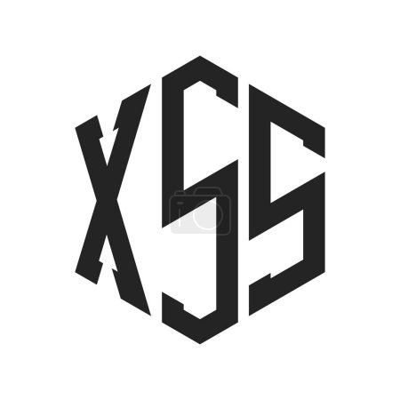 Téléchargez les illustrations : Conception de logo XSS. Logo de monogramme de la lettre initiale XSS utilisant la forme hexagonale - en licence libre de droit