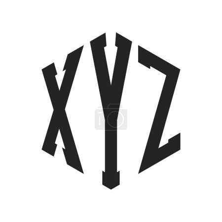 Diseño de Logo XYZ. Logo inicial del monograma XYZ con forma de hexágono