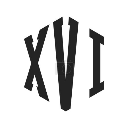 XVI Logo Design. Initial Letter XVI Monogram Logo using Hexagon shape