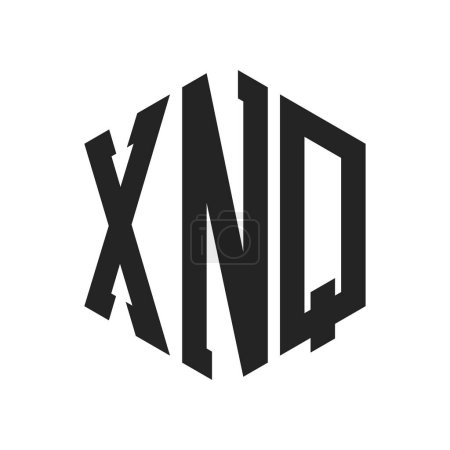 Ilustración de Diseño de Logo XNQ. Logo inicial del monograma de la letra XNQ usando la forma del hexágono - Imagen libre de derechos