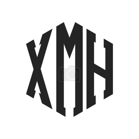 Téléchargez les illustrations : Conception de logo XMH. Logo de monogramme de la lettre initiale XMH utilisant la forme hexagonale - en licence libre de droit