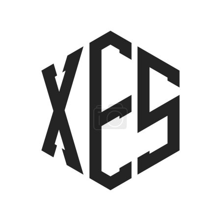 Téléchargez les illustrations : Conception de logo XES. Logo de monogramme de la lettre initiale XES utilisant la forme hexagonale - en licence libre de droit