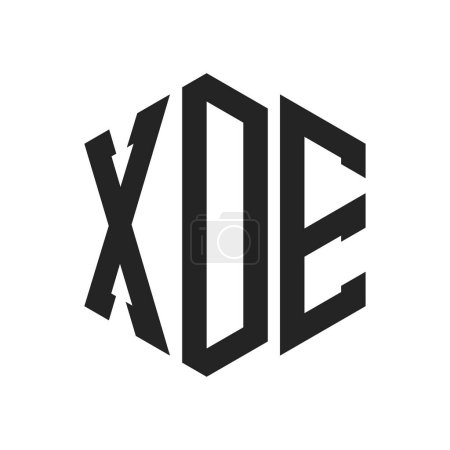 Illustration for XDE Logo Design. Initial Letter XDE Monogram Logo using Hexagon shape - Royalty Free Image