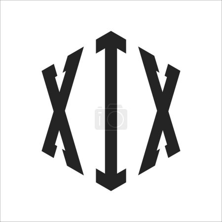 XIX Logo Design. Anfangsbuchstabe XIX Monogramm Logo mit Sechseck-Form