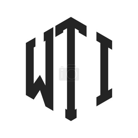 Diseño de Logo WTI. Logo inicial del monograma de la letra WTI usando la forma del hexágono