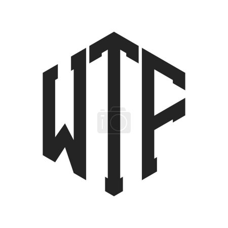Illustration for WTF Logo Design. Initial Letter WTF Monogram Logo using Hexagon shape - Royalty Free Image