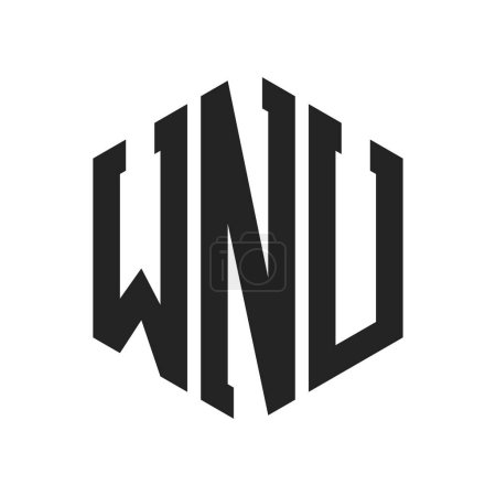 Téléchargez les illustrations : WNU Logo Design. Lettre initiale Logo Monogramme WNU en forme d'hexagone - en licence libre de droit
