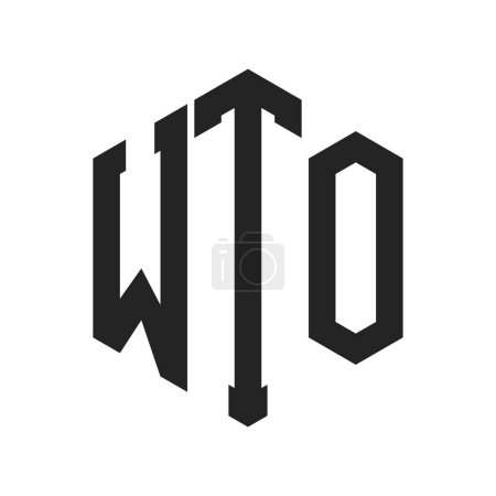 WTO-Logo-Design. Anfangsbuchstabe WTO-Monogramm-Logo mit Hexagon-Form