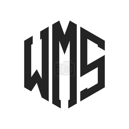 Diseño de Logo WMS. Logo inicial del monograma de la letra WMS usando la forma del hexágono
