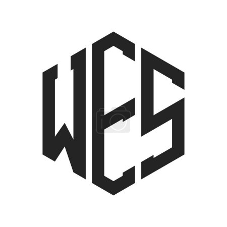 Illustration for WES Logo Design. Initial Letter WES Monogram Logo using Hexagon shape - Royalty Free Image
