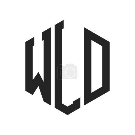 Illustration for WLD Logo Design. Initial Letter WLD Monogram Logo using Hexagon shape - Royalty Free Image