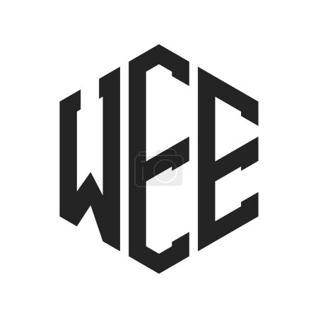 Diseño de Logo WEE. Logo inicial del monograma de la letra WEE usando la forma del hexágono
