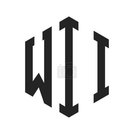 Ilustración de Diseño de Logo WII. Logo inicial del monograma de la letra WII usando la forma del hexágono - Imagen libre de derechos