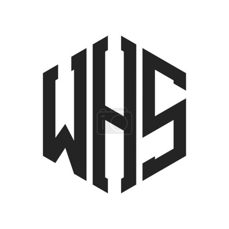 Illustration for WHS Logo Design. Initial Letter WHS Monogram Logo using Hexagon shape - Royalty Free Image